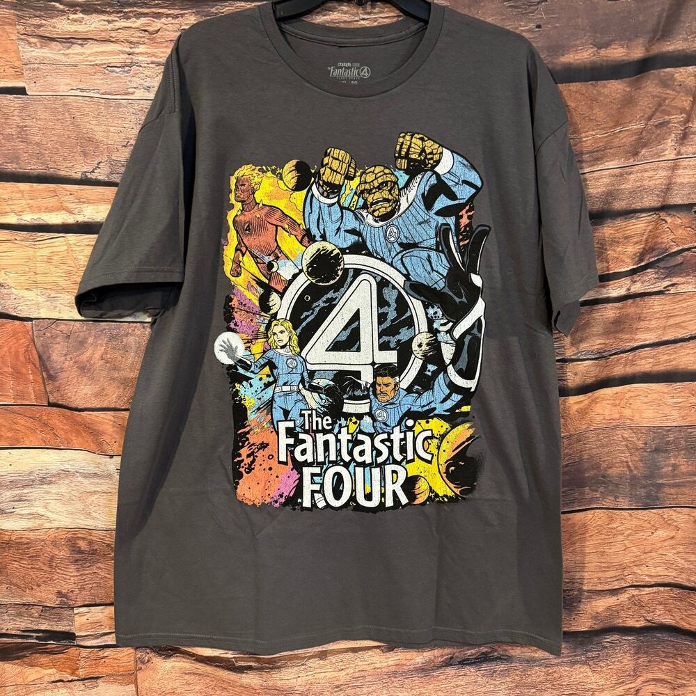 Marvel Studios Fantastic Four Men’s Gray XL 100% Cotton Graphic T-Shirt